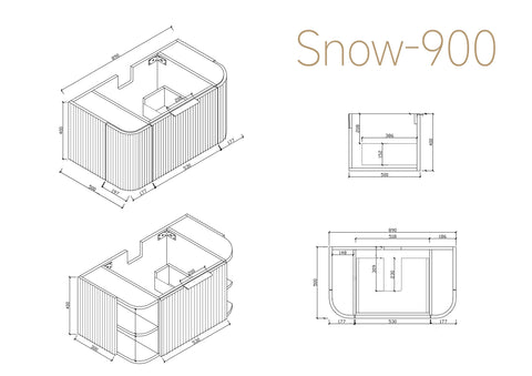 BV80WH Snow Matt White Curved Fluted Wall Hung Vanity - 910 / 1210 / 1510mm