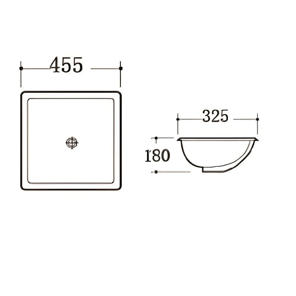 Liano Rectangular Undermount Ceramic Basin 455 x 325mm - Matte Black