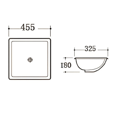 Liano Rectangular Undermount Ceramic Basin 455 x 325mm - Matte Black