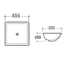 Liano Rectangular Undermount Ceramic Basin 455 x 325mm - Matte Black