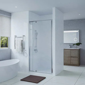 SS01 6mm Full Framed Pivot Shower Screen – Wall to Wall, 740–1200mm, 1950mm High, Chrome