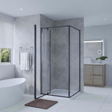 SS01 Full Framed Pivot Door Shower Screen (Front & Return) - Black