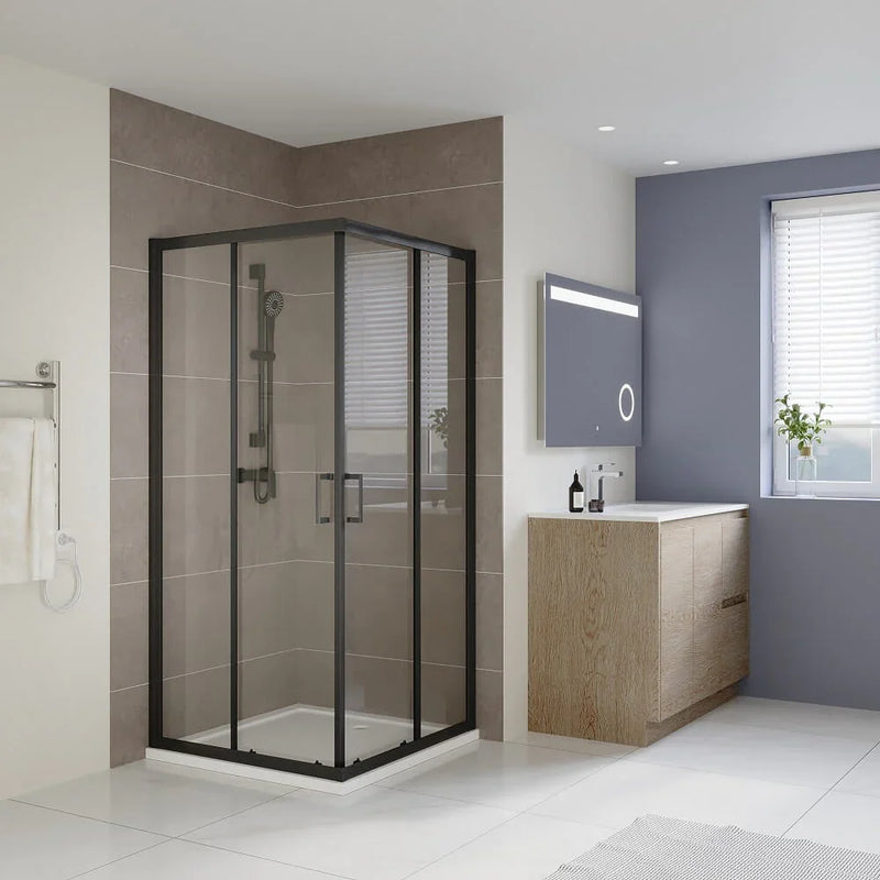 SS03 Black Corner Sliding Shower Screen - 850x850 / 900x900mm