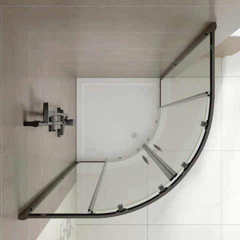 SS04-900B Curved Corner Sliding Door Shower Screen 900x900 - Black
