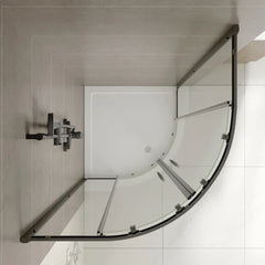 SS04 Curved Corner Sliding Door Shower Screen 900x900 - Black