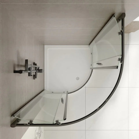 SS04-900B Curved Corner Sliding Door Shower Screen 900x900 - Black