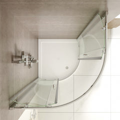 SS04-900 Curved Full Framed Corner Sliding Door Shower Screen - 900x900 Chrome (Tiled Floor Only)