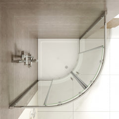 SS04-900 Curved Full Framed Corner Sliding Door Shower Screen - 900x900 Chrome (Tiled Floor Only)