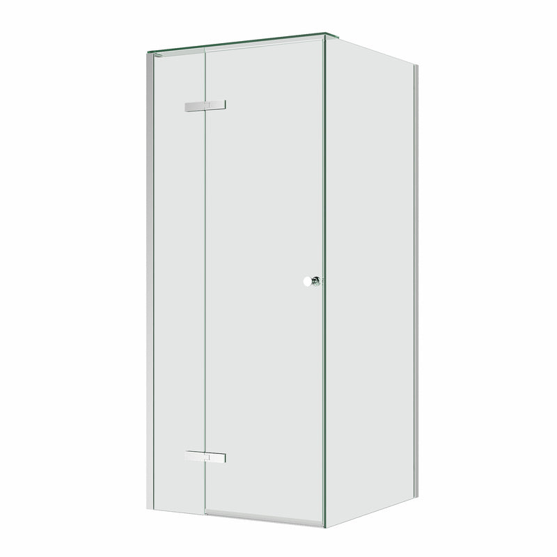 SS08/17 - 2100mm High Semi Frameless Shower Screen with Wall Channel and Top Glass Plate - Various Colours & Sizes