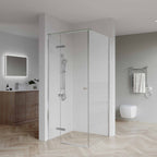 SS08/17 10mm Semi-Frameless Pivot Shower Screen with Top Glass Plate & Seals – Front & Return, 2100mm High