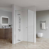 SS08/17 - 2100mm High Semi Frameless Shower Screen with Wall Channel and Top Glass Plate - Various Colours & Sizes