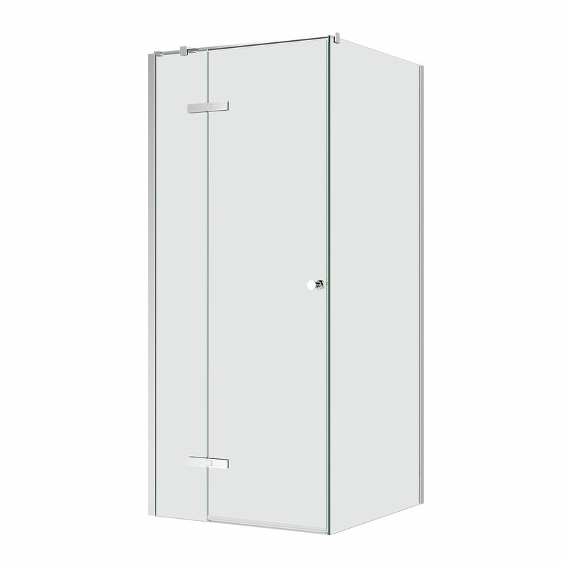 SS08/17 - 2100mm High Semi Frameless Shower Screen with Wall Channel and Support Bar - Various Colours & Sizes