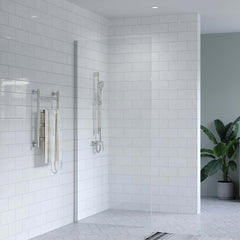 SS19-SF900 - 890mm Walk in/Return/Fixed Shower Screen Panel 8mm Glass with Chrome Wall Channel, 1950mm High