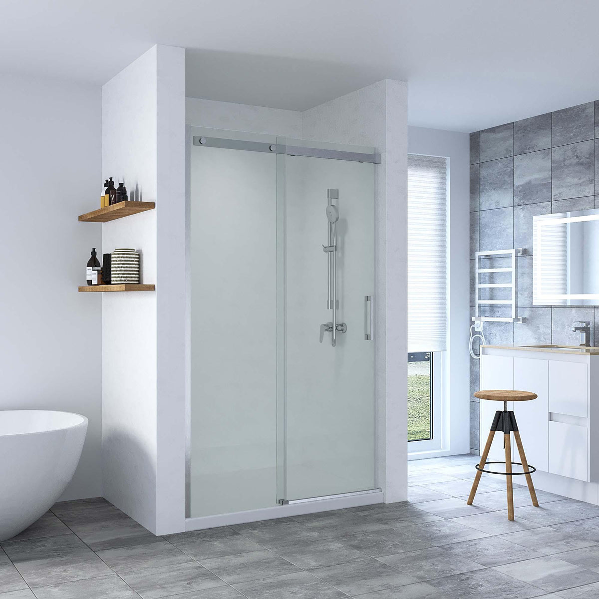 SS20 8mm Wall-to-Wall Sliding Shower Screen – 1130–1750mm, 2000mm High, Various Colours