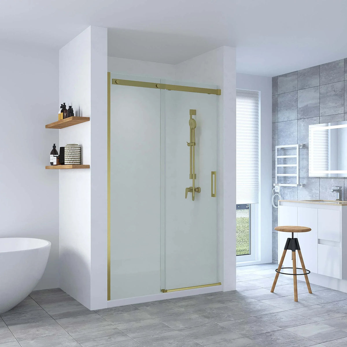 SS20 8mm Wall-to-Wall Sliding Shower Screen – 1130–1750mm, 2000mm High, Various Colours