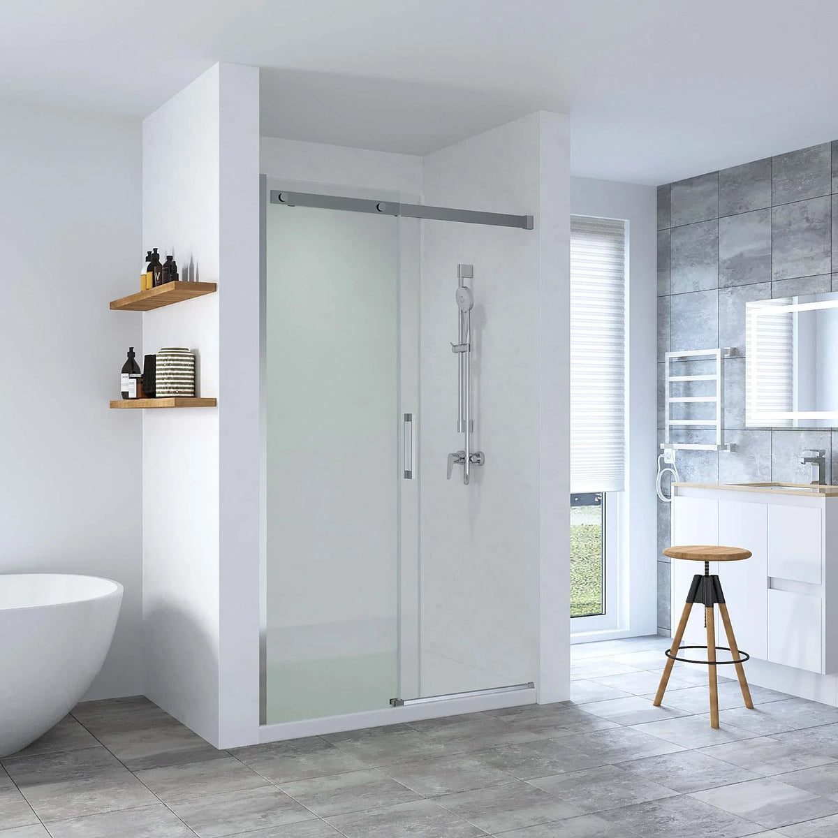 SS20 8mm Wall-to-Wall Sliding Shower Screen – 1130–1750mm, 2000mm High, Various Colours