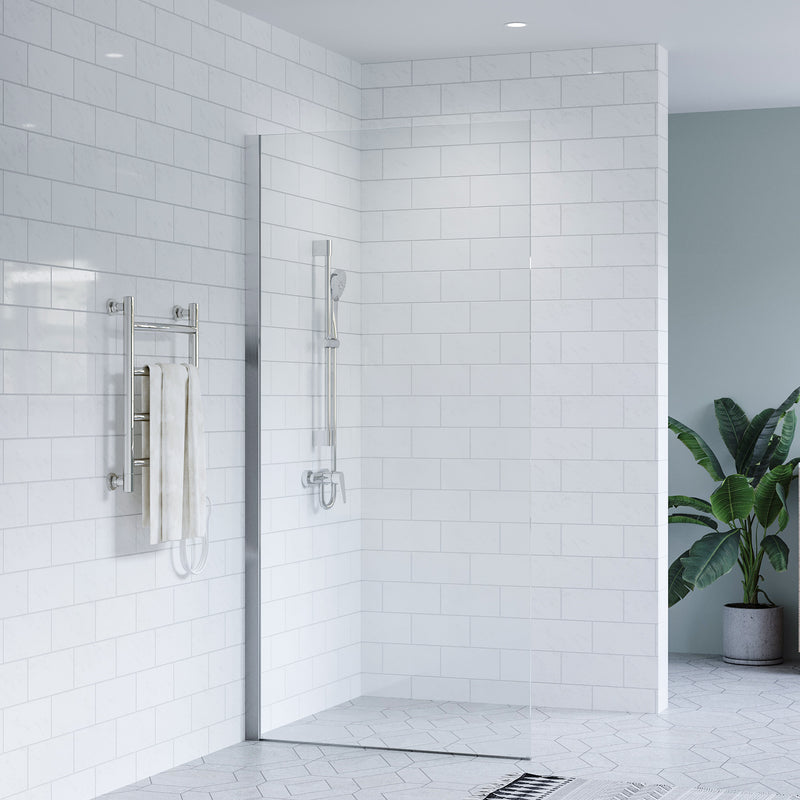 SS21 - 10mm Walk In Shower Screen - 800mm with 50mm Wide Various Colour Channels
