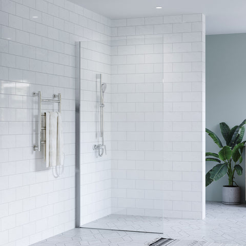 SS21 - 10mm Walk In Shower Screen - 800mm with 50mm Wide Various Colour Channels