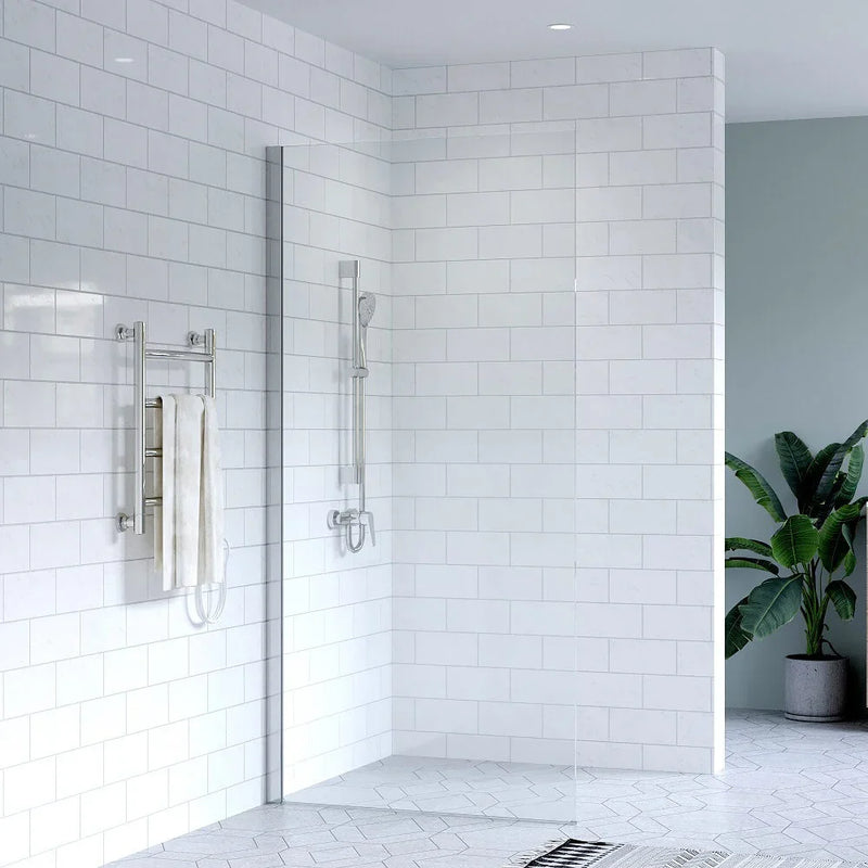SS21 - 10mm Walk In Shower Screen - 800mm with 50mm Wide Various Colour Channels