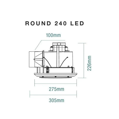 Round Exhaust Fan with 17W Tricolour LED Light - Various Sizes