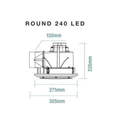 Round Exhaust Fan with 17W Tricolour LED Light - Various Sizes