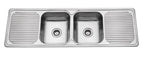 Double Bowls Kitchen Sink with Double Drainers 1500 x 500mm - Stainless Steel