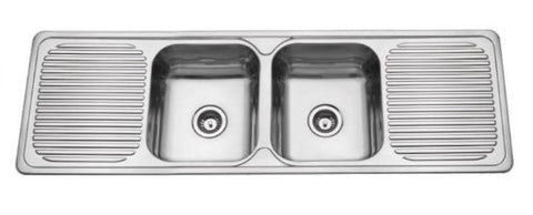 Double Bowls Kitchen Sink with Double Drainers 1500 x 500mm - Stainless Steel