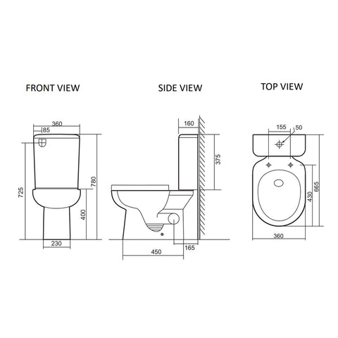 Closed Coupled Tornado Rimless Flush Skew Pan Connection Toilet Suite with Soft Close Seat - White (4 Star)