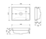 Elyra Rectangular Insert Ceramic Basin 440x310mm - Gloss White
