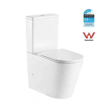 Raised Height Back To Wall Rimless Flush Toilet Suite with Soft Close Seat - White (Project)