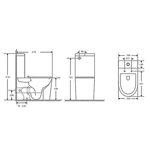 Raised Height Back To Wall Rimless Flush Toilet Suite with Soft Close Seat - White (Project)