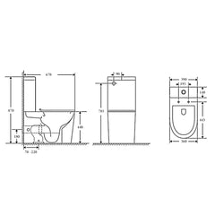 BM Raised Height Back To Wall Rimless Flush Toilet Suite with Soft Close Seat - White (Project)