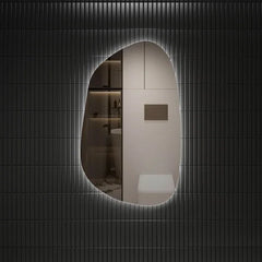 Pebble Shape LED Mirror Touchless switch with Demister 550x900mm - Frameless / with Frame