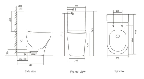 Raised Height Back To Wall Tornado Flush Toilet Suite with Soft Close Seat - White (4 Star)