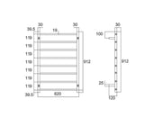 EC-TP9060X Non Heated Towel Ladder Square Bar in Stainless Steel 620mm