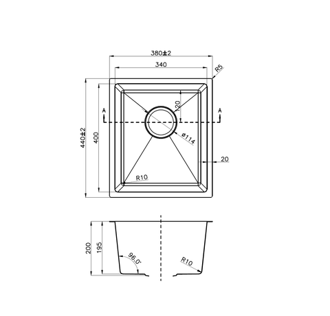 Single Bowl Drop in/Undermount Kitchen / Laundry Sink 380x440mm - Chrome