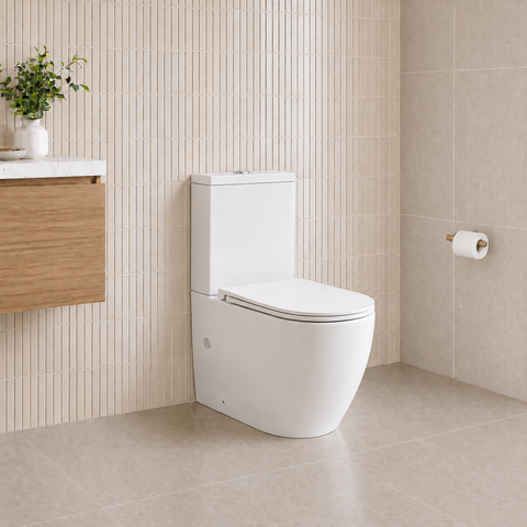Curved Back To Wall Tornado Flush Toilet Suite with Soft Close Seat - White