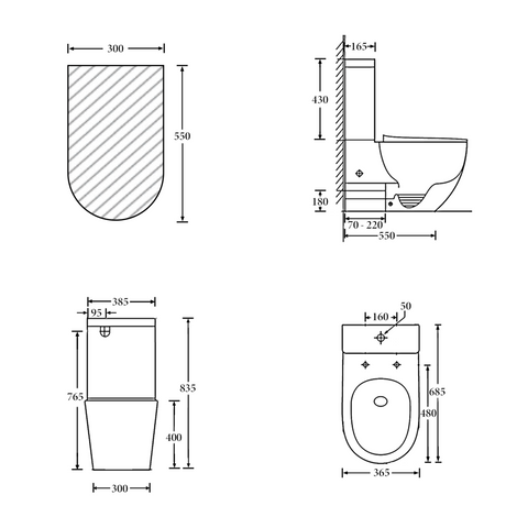 Curved Back To Wall Tornado Flush Toilet Suite with Soft Close Seat - White