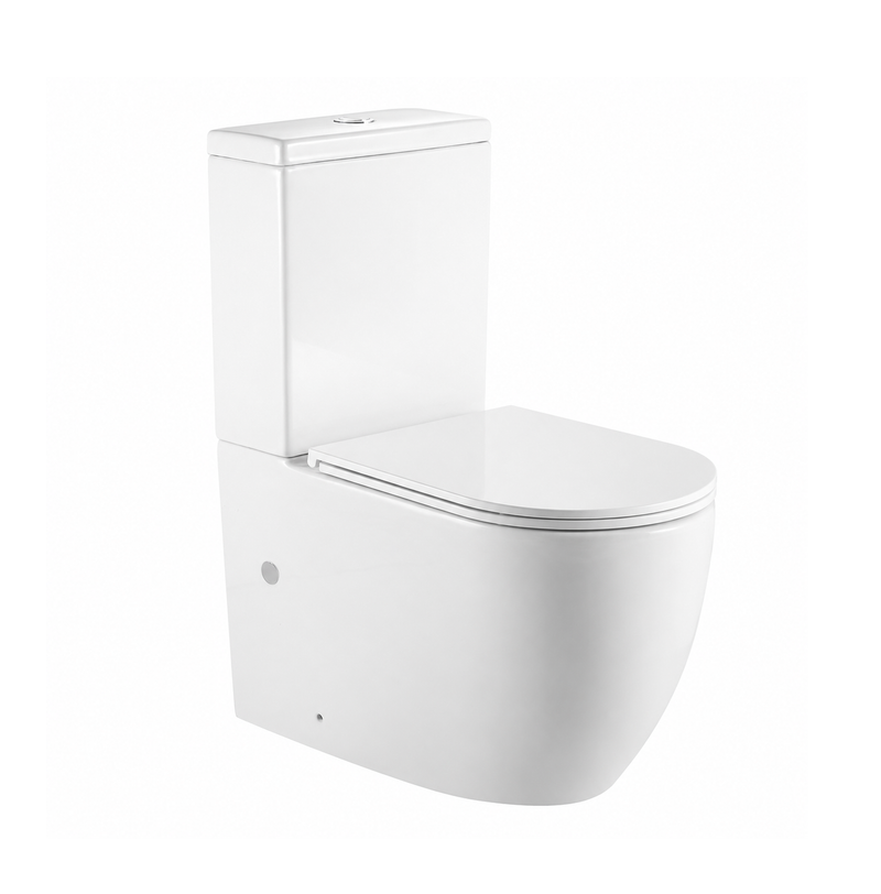 Curved Back To Wall Tornado Flush Toilet Suite with Soft Close Seat - White