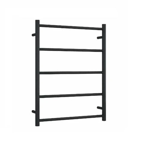 Thermogroup Matt Black Straight Round Ladder Towel Rail