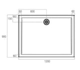 Vue Low Profile Polymarble Shower Base with Dome Waste Cover - Various Sizes