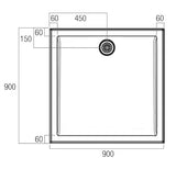 Vue Low Profile Polymarble Shower Base with Dome Waste Cover - Various Sizes
