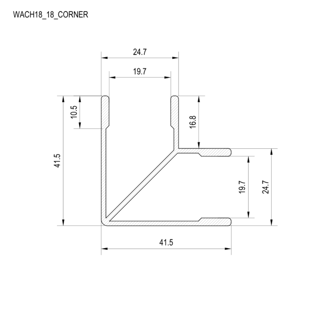 Aluminium Channel Corner Series - WACH18_18_CORNER