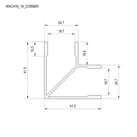 Aluminium Channel Corner Series - WACH18_18_CORNER