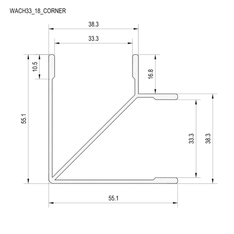 Aluminium Channel Corner Series - WACH13_18_CORNER