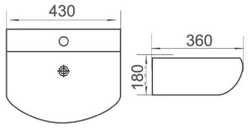 Patzi Gloss White  Wall hung Ceramic Basin 430x360mm