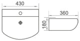 Patzi Gloss White  Wall hung Ceramic Basin 430x360mm