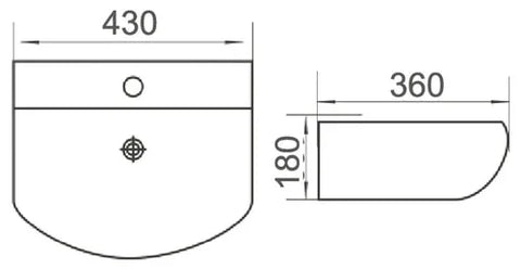 Patzi Gloss White  Wall hung Ceramic Basin 430x360mm