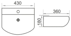 Patzi Gloss White  Wall hung Ceramic Basin 430x360mm