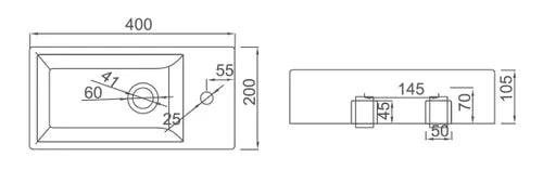 Xenon Gloss White Wall Hung Ceramic Basin 400x200mm